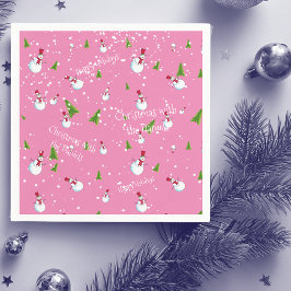 Rosa snömannen julpersonlig pappersservett
