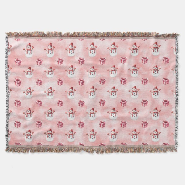 Rosa Snömannen Vinter Filt (Framsidan)