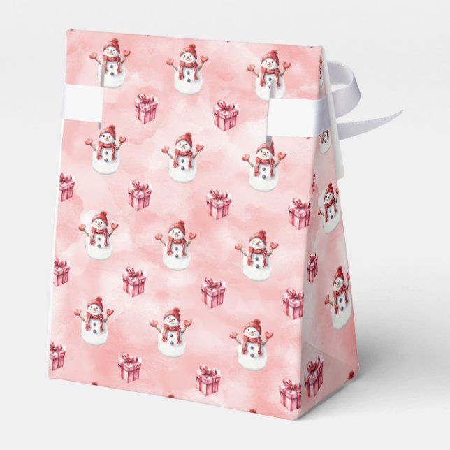 Rosa snömannen vinter presentaskar (Baksidan Sidan)