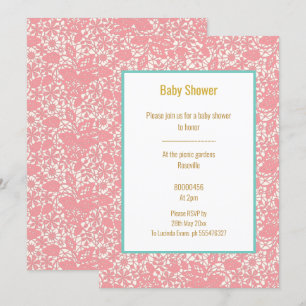 ROSA SNÖRE BLUE GRÄNS BABY SHOWER INBJUDNINGAR