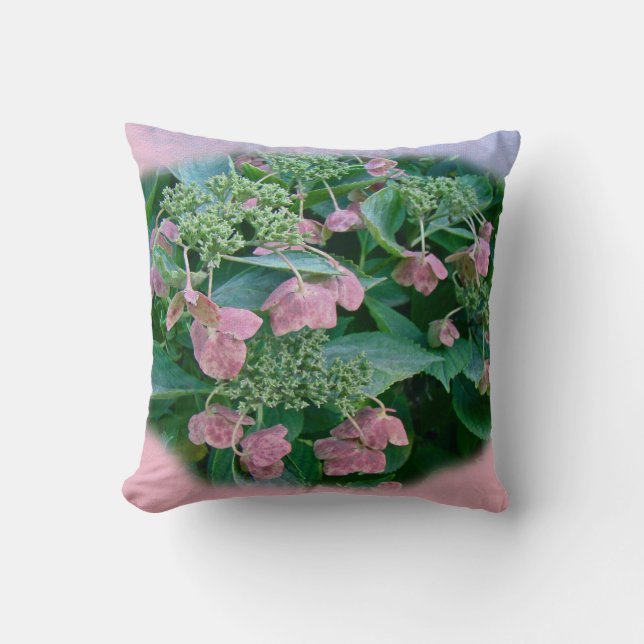 Rosa Snöre-Cap Hydrangea-Blommar - Pillows Kudde (Framsida)