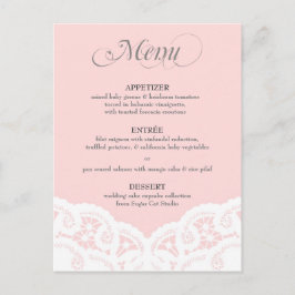 Rosa Snöre Doily Bröllop Menu Vykort