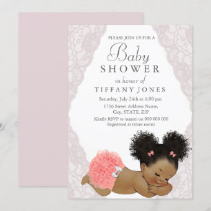 Rosa Snöre Ethnic Vintage Baby Shower Inbjudan