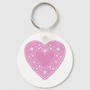 Rosa Snöre Heart Nyckelring