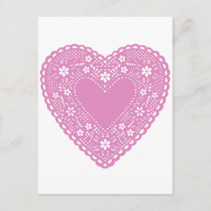 Rosa Snöre Heart Vykort