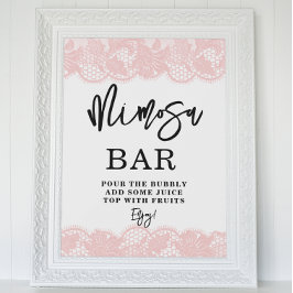 Rosa Snöre Möhippa Mimosa Pub tecken Poster