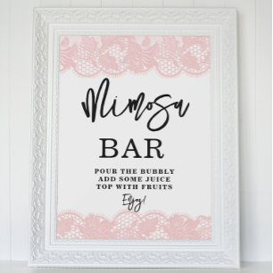 Rosa Snöre Möhippa Mimosa Pub tecken Poster