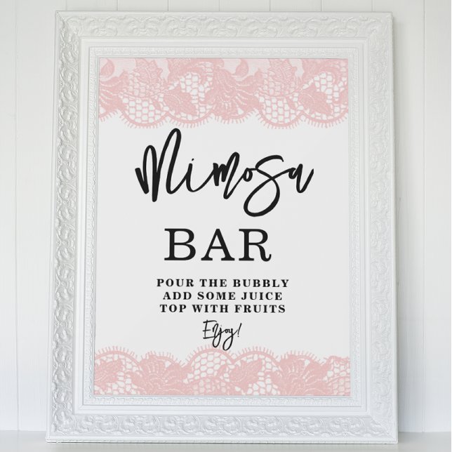 Rosa Snöre Möhippa Mimosa Pub tecken Poster (Skapare uppladdad)