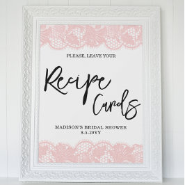 Rosa Snöre Möhippa Recept Cards tecken Poster