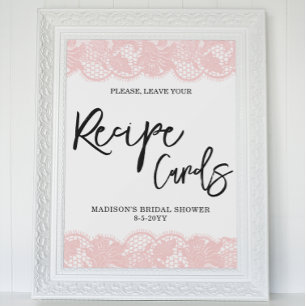 Rosa Snöre Möhippa Recept Cards tecken Poster