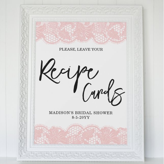 Rosa Snöre Möhippa Recept Cards tecken Poster (Skapare uppladdad)