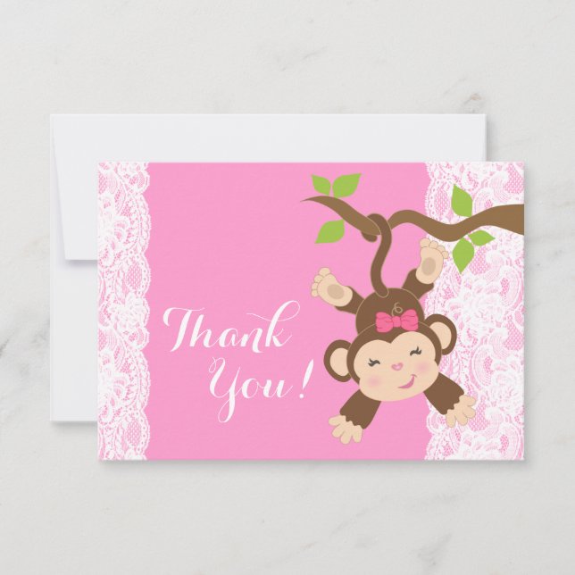 Rosa Snöre Monkey Flicka Tack (Framsida)