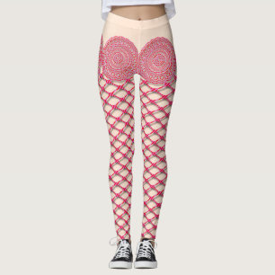 Rosa Snöre och fiskbensin Leggings