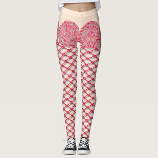 Rosa Snöre och fiskbensin Leggings