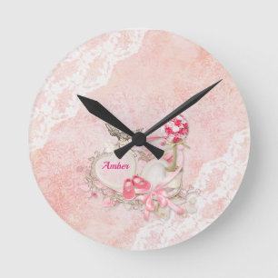 Rosa Snöre Rund Klocka