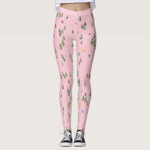 Rosa Snowboarders Snowboarding Illustration Leggings