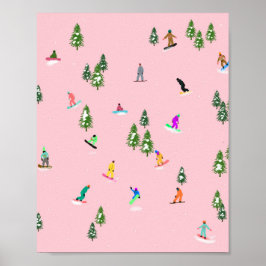 Rosa Snowboarders Snowboarding Illustration Poster