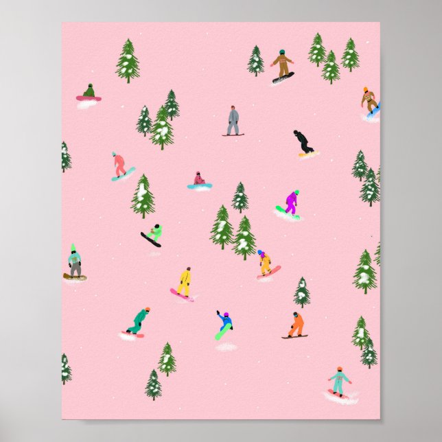 Rosa Snowboarders Snowboarding Illustration Poster (Framsidan)