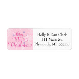 Rosa Snowflake-adressetikett Returadress Etikett
