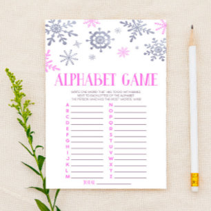 Rosa Snowflake Alphabet Baby Shower Game Brevpapper
