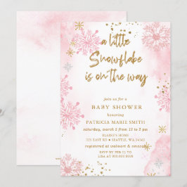 Rosa Snowflake är på väg mot Winter Baby Shower Inbjudningar