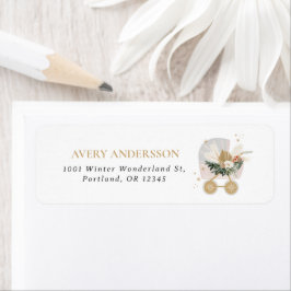 Rosa Snowflake Baby Barnvagn Return-adressetikett Returadress Etikett