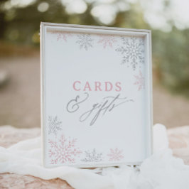 Rosa Snowflake Baby Shower Card and Gifts Sign Poster