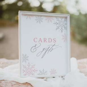 Rosa Snowflake Baby Shower Card and Gifts Sign Poster