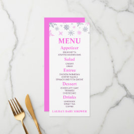 Rosa Snowflake Baby Shower Food Menu Meny