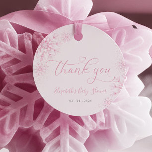 Rosa Snowflake Baby Shower Gåvor Etiketter