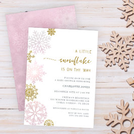 Rosa Snowflake Baby Shower-inbjudan Inbjudningar