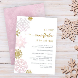 Rosa Snowflake Baby Shower-inbjudan Inbjudningar
