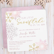 Rosa Snowflake Baby Shower Inbjudan | Winter Wonde
