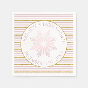 Rosa Snowflake Baby Shower Napkins Pappersservett