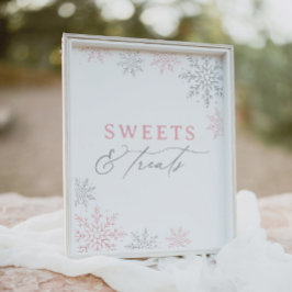 Rosa Snowflake Baby Shower Sweets and Treats Sign Poster