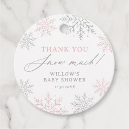 Rosa Snowflake Baby Shower Tack Snö Mycket Gåvor Etiketter
