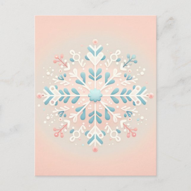 Rosa Snowflake Charm Flicka Shower-inbjudan Vykort (Framsida)