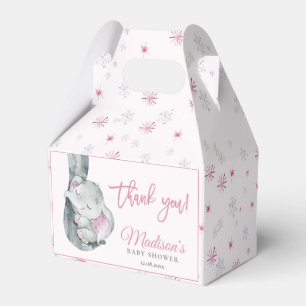Rosa Snowflake Elephant Winter Girl Baby Shower Presentaskar