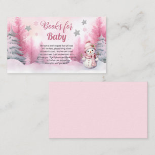 Rosa Snowflake Girl Baby Shower Bokar för Baby Tilläggskort