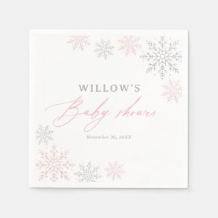 Rosa Snowflake Girl Baby Shower Pappersservett