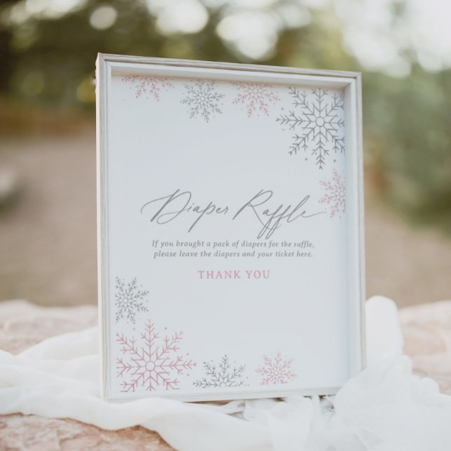 Rosa Snowflake Girl Baby Shower Raffle-skylt Poster (Skapare uppladdad)