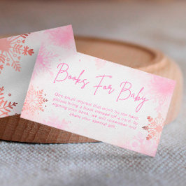 Rosa Snowflake Girl Bokar for Baby Shower Tilläggskort
