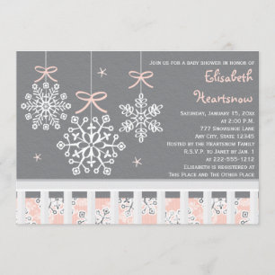 Rosa Snowflake Mobile Crib Baby Shower-inbjudan Inbjudningar