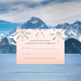 Rosa Snowflake Namn föreslår babykläder Tilläggskort