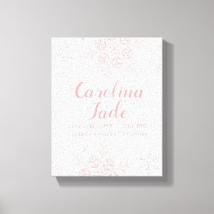 Rosa Snowflake Nursery Baby Statismur Art Canvastryck