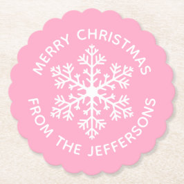 Rosa Snowflake Papper Underlägg