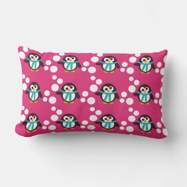 Rosa Snowflake Penguins MOJO Pillow Lumbarkudde (Framsida)