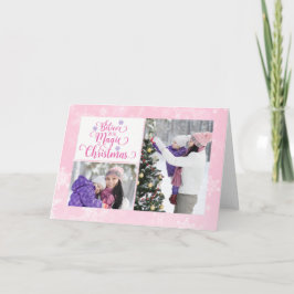 Rosa Snowflake Photo jul Card Helgkort