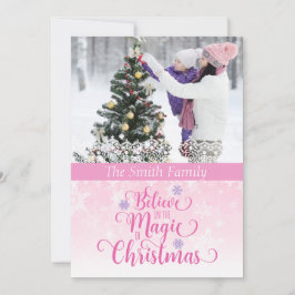 Rosa Snowflake Photo jul Card Julkort