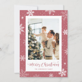 Rosa Snowflake Photo jul Card Julkort